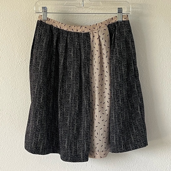Anthropologie Corey Lynn Calter Black Bow Print Mini Skirt - Picture 1 of 10